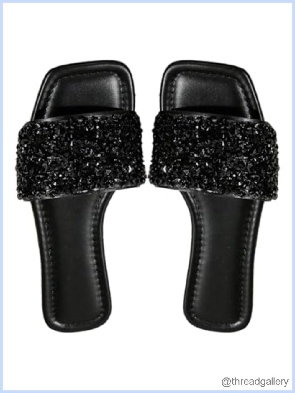 Women's Sparkly Dressy Sandals Pearls Beaded Slip On Open Toe Flat Sandals